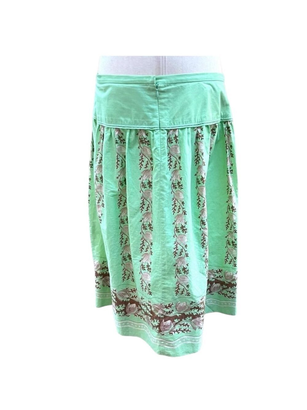 J.Crew Size 12 Mint Green Floral A-Line Cotton Skirt Boho Preppy Cottagecore - Picture 5 of 7